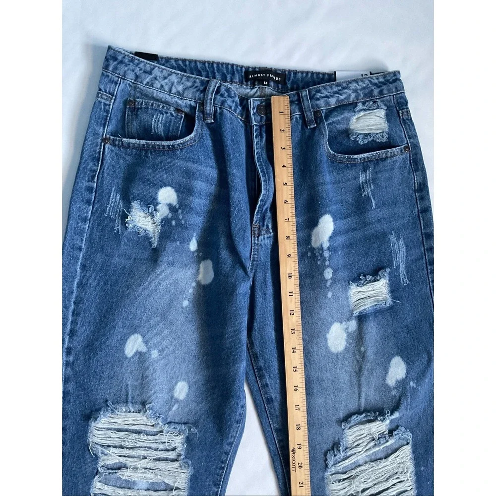 Almost Famous Womens  Boyfriend  Jeans‎  Distressed  Blue Size 13